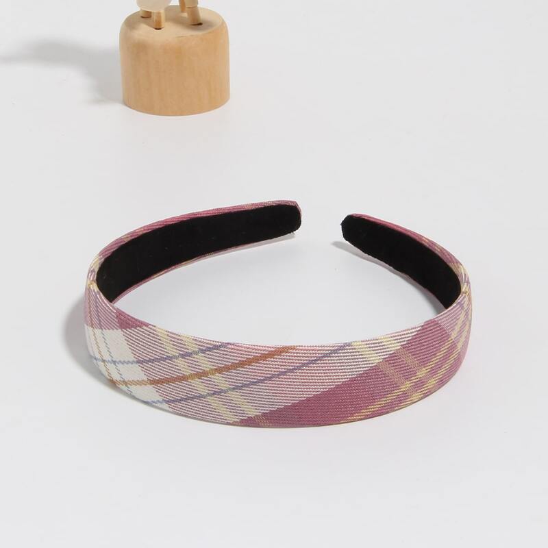 

Plaid Pattern Headband, Red violet