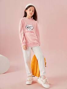 SHEIN Girls Paperbag Waist Single Button Straight Leg Trousers - White - View 3