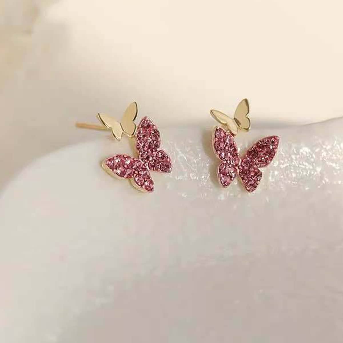 

Butterfly Decor Earrings, Pink