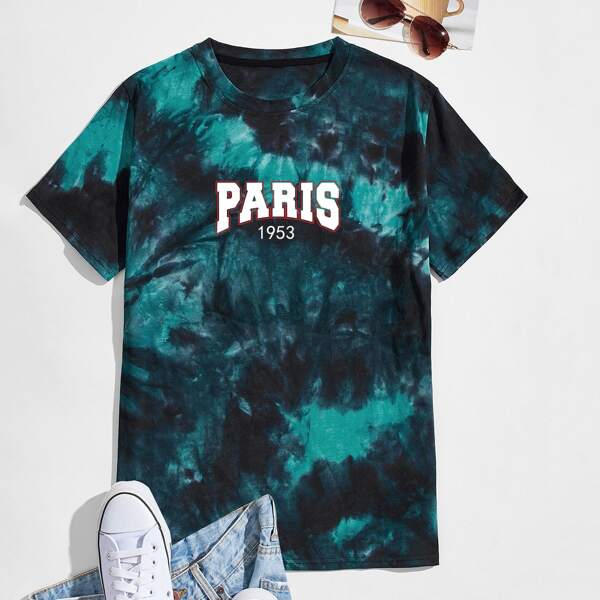 

Men Tie Dye Letter Graphic Tee, Multicolor