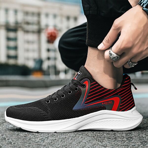

Men Two Tone Lace-up Front Running Shoes, Black