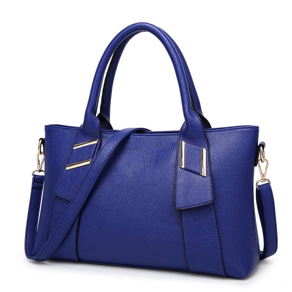 

Minimalist Metal Decor Shoulder Tote Bag, Blue