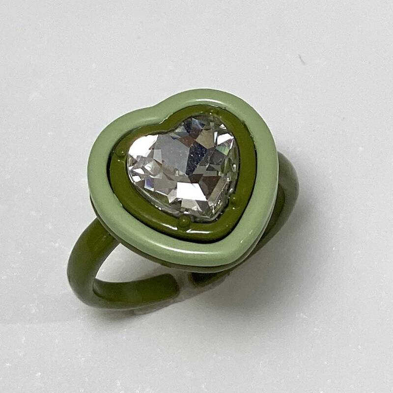 

1pc Heart Ring, Green