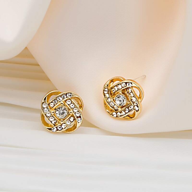 

Rhinestone Stud Earrings, Gold