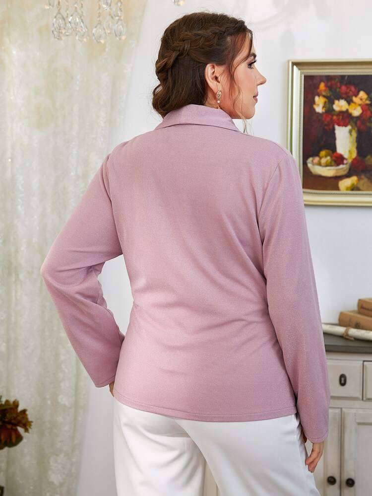 Plus Shawl Collar Belted Flap Detail Blazer