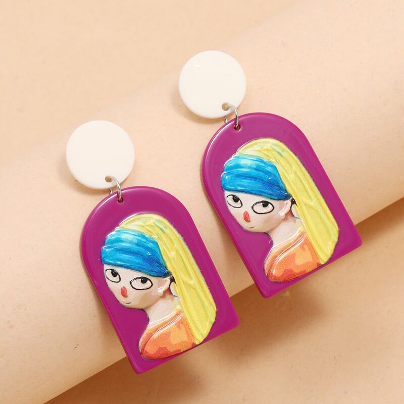 

Figure Graphic Drop Earrings, Multicolor