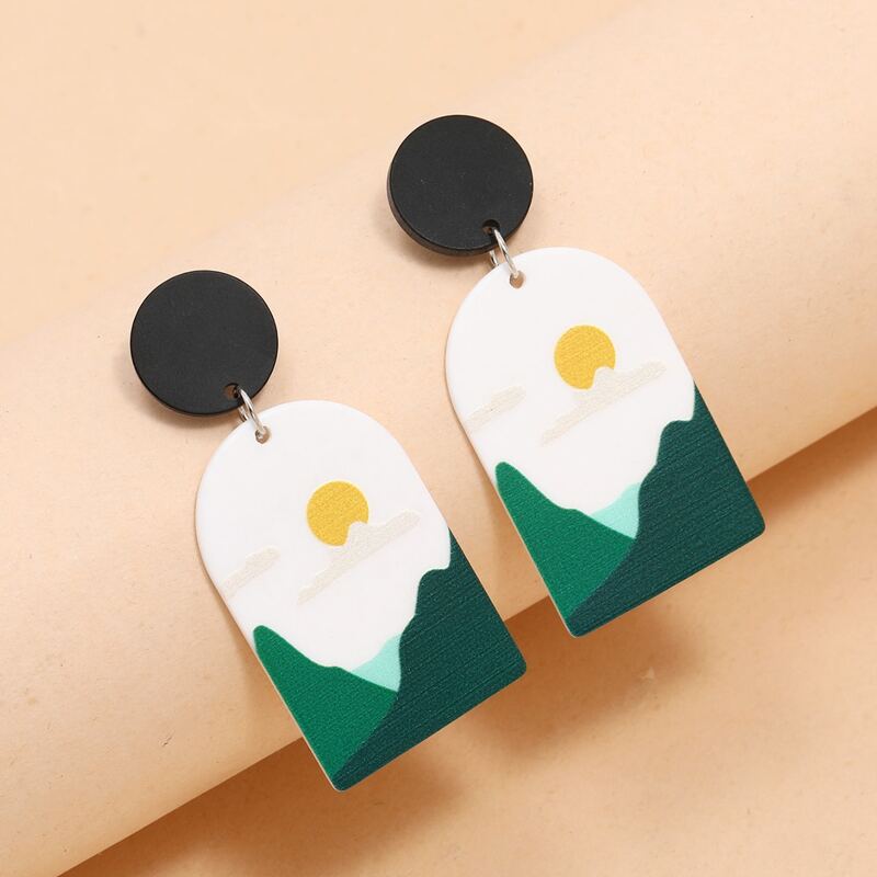 

Sun Graphic Drop Earrings, Multicolor