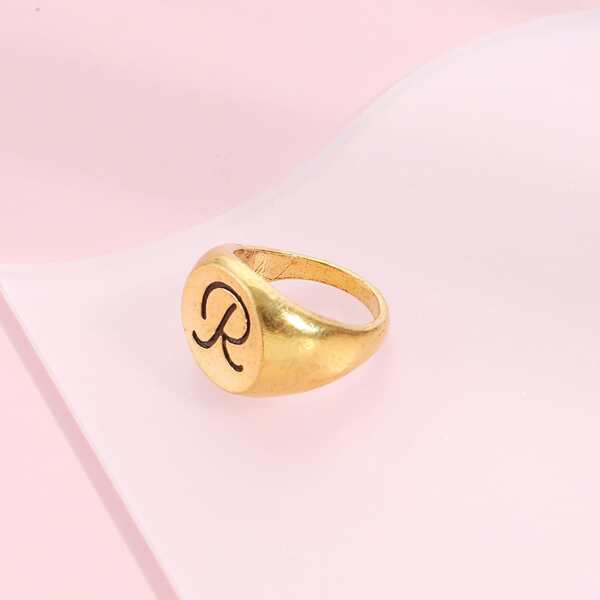 

Letter Decor Ring, Gold