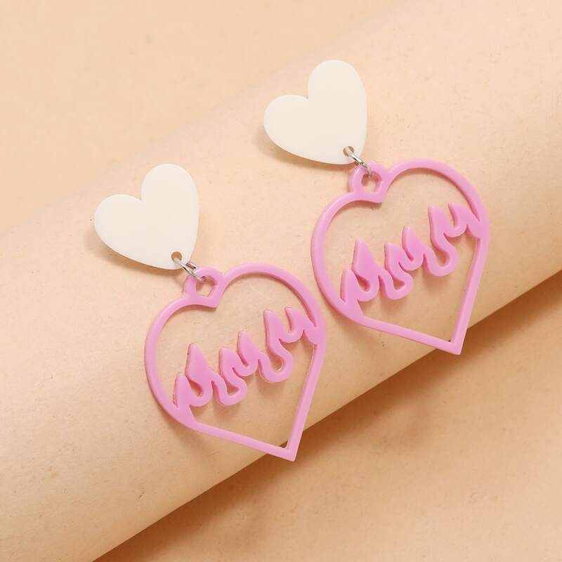 

Heart Drop Earrings, Pink