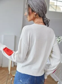 SHEIN Heart Pattern Jumper - White - View 2