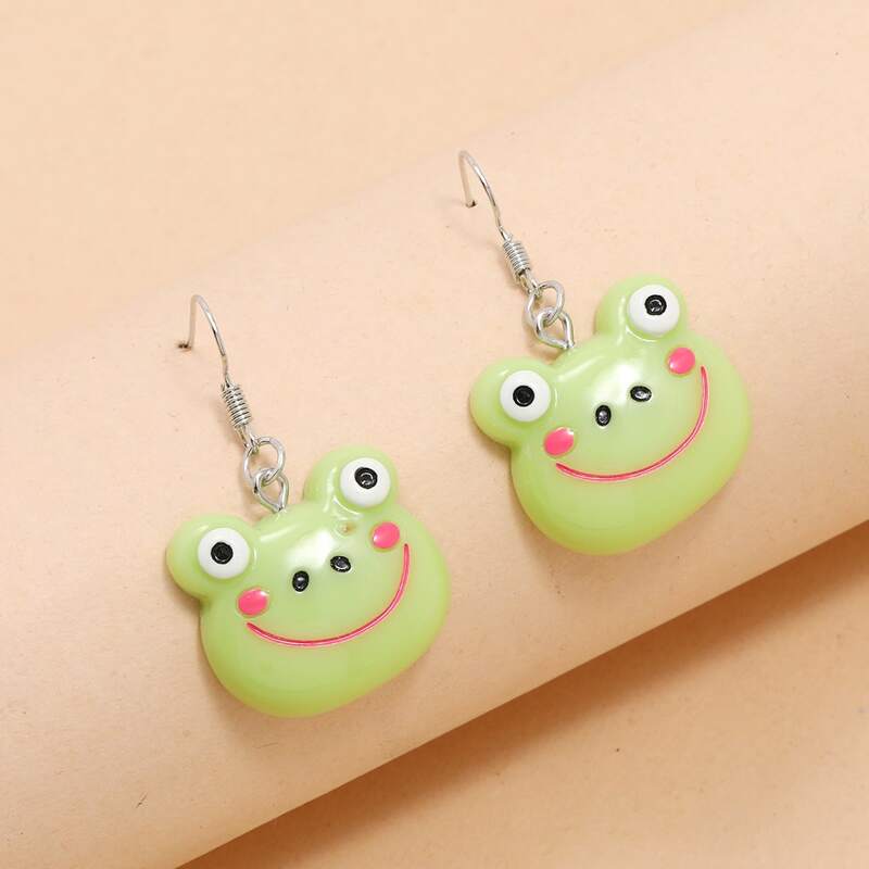 

Frog Drop Earrings, Green