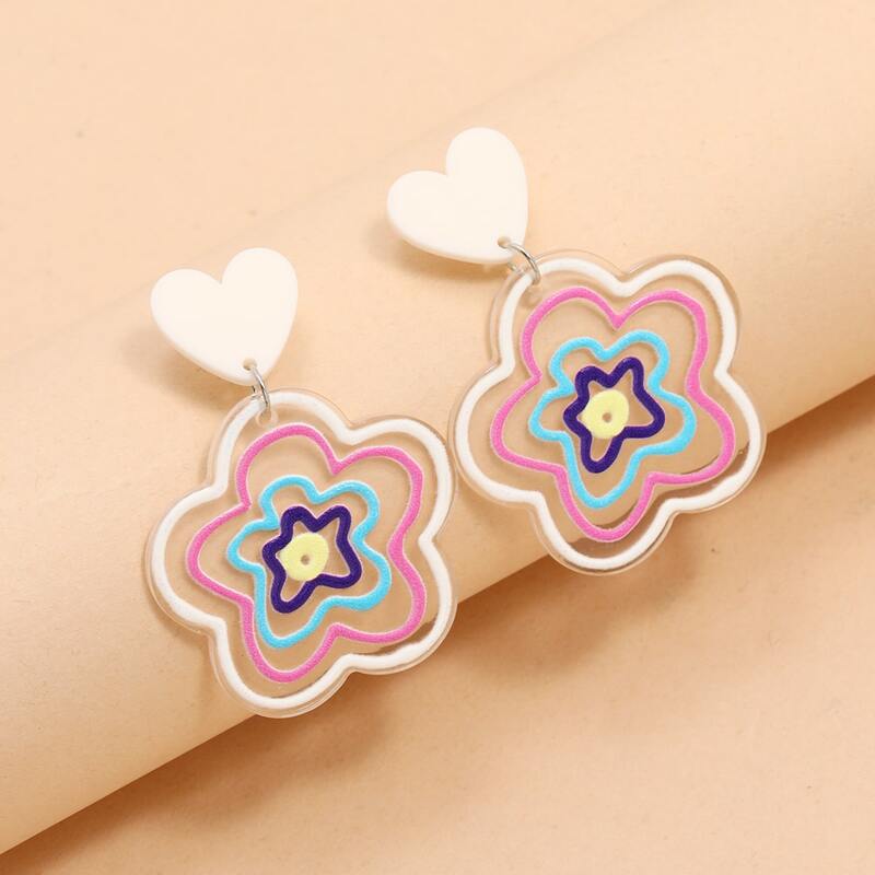 

Floral Graphic Earrings, Multicolor