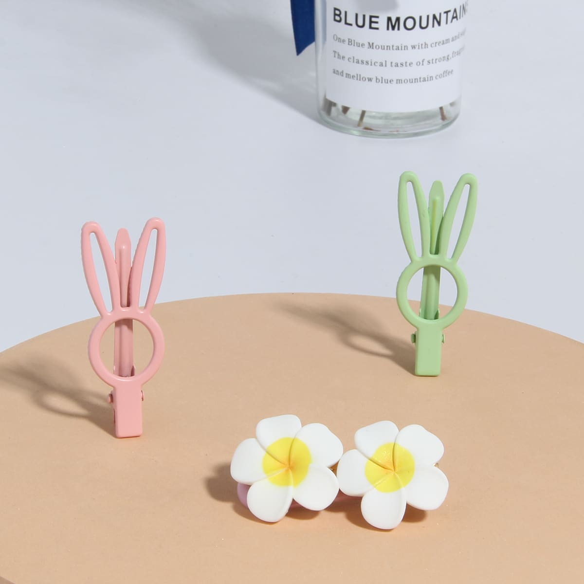 

3pcs Rabbit & Flower Shaped Hair Clip, Multicolor