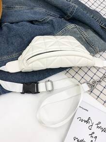 衍縫鏈條腰包 - 米色 - 查看 3