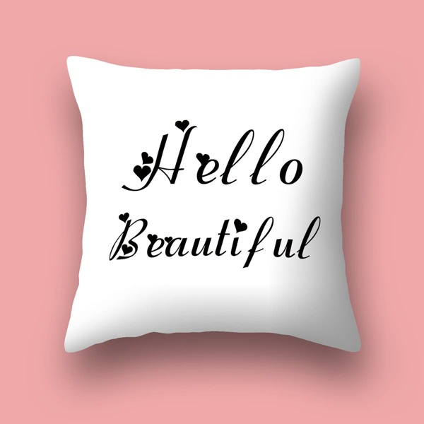 

Letter Graphic Cushion Cover Without Filler, Black and white