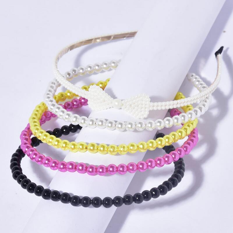 

5pcs Faux Pearl Beaded Headband, Multicolor