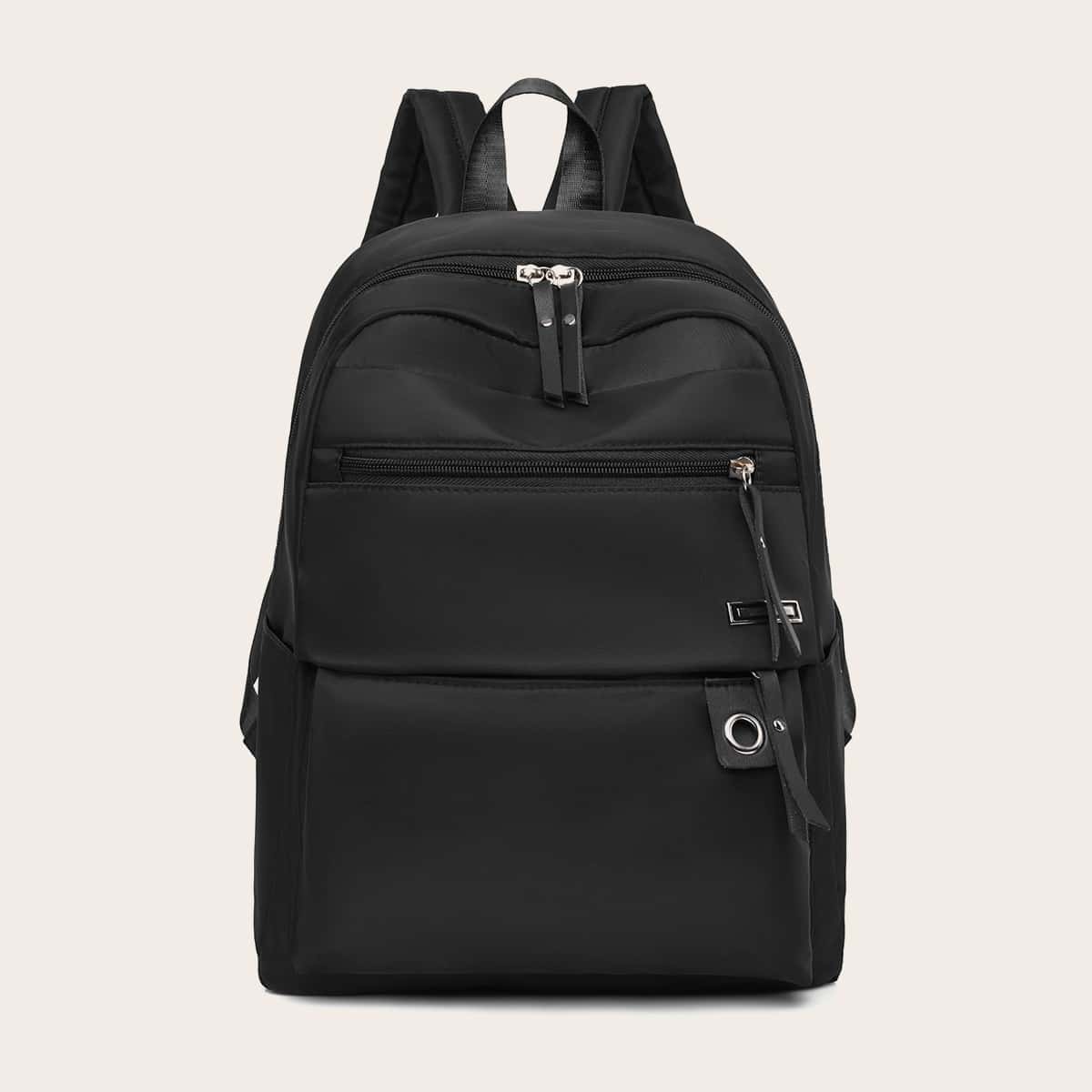

Zip Front Backpack, Black