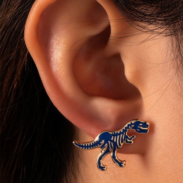

Dinosaur Design Earrings, Multicolor