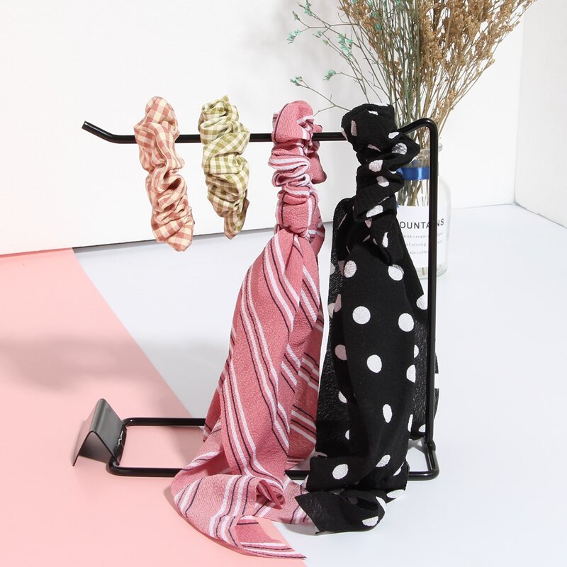 

2pcs Geometric Scrunchie Scarf & 2pcs Scrunchie, Multicolor