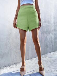 Quần short Túi màu trơn Giải trí - Màu xanh chanh - Xem 4
