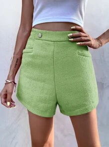 Quần short Túi màu trơn Giải trí - Màu xanh chanh - Xem 6