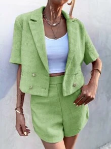 Quần short Túi màu trơn Giải trí - Màu xanh chanh - Xem 7