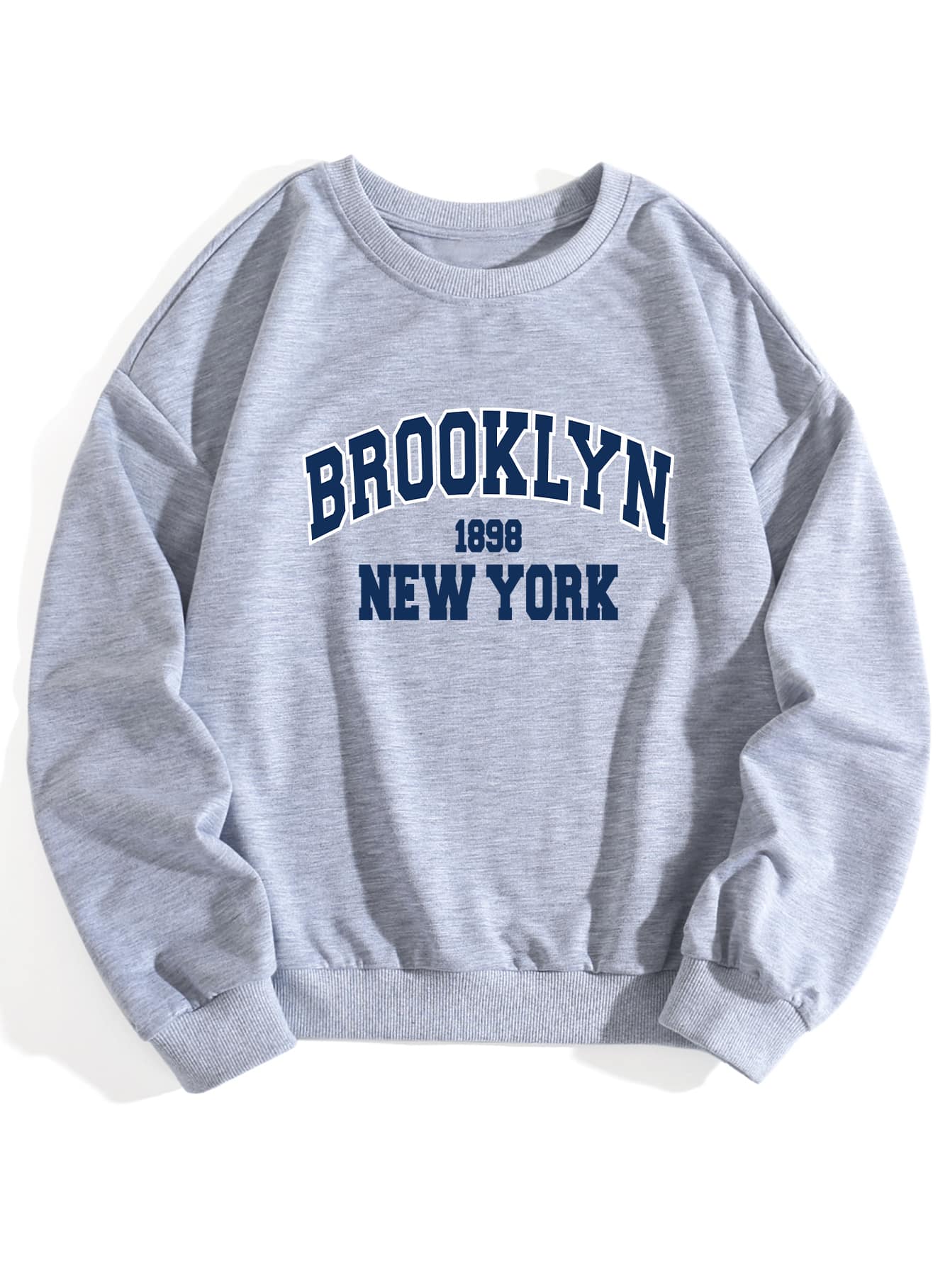 SHEIN Unity 大碼字母圖案圓領運動衫 - 淺灰色 - 查看 1