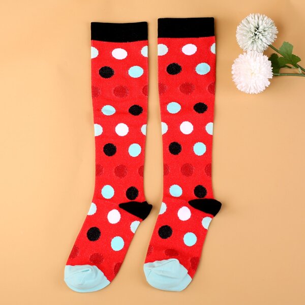 

Polka Dot Print Over The Calf Socks, Multicolor