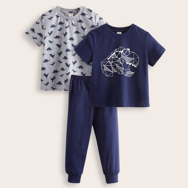 

для мальчиков 3шт Домашний комплект с принтом динозавра, Многоцветный