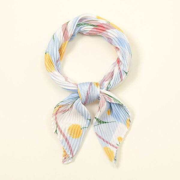

Flower Print Pleated Bandana, Multicolor