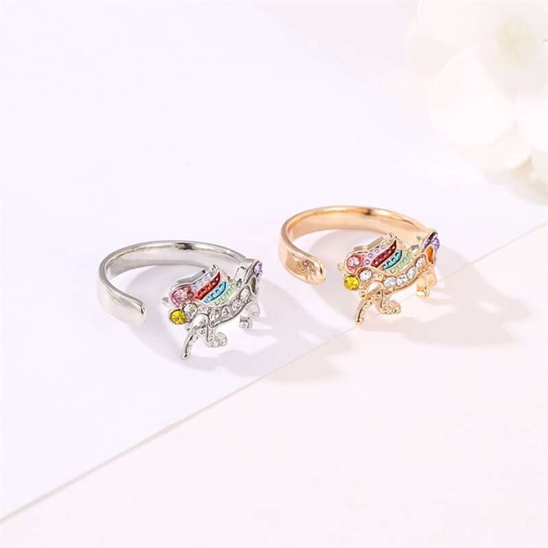 

2pcs Rhinestone Decor Ring, Multicolor