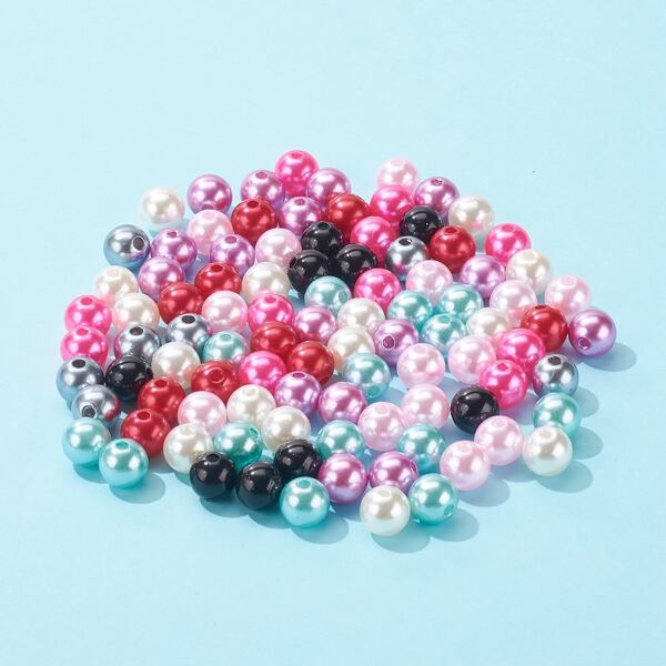 

100pcs DIY Faux Pearl Jewelry Accessory, Multicolor