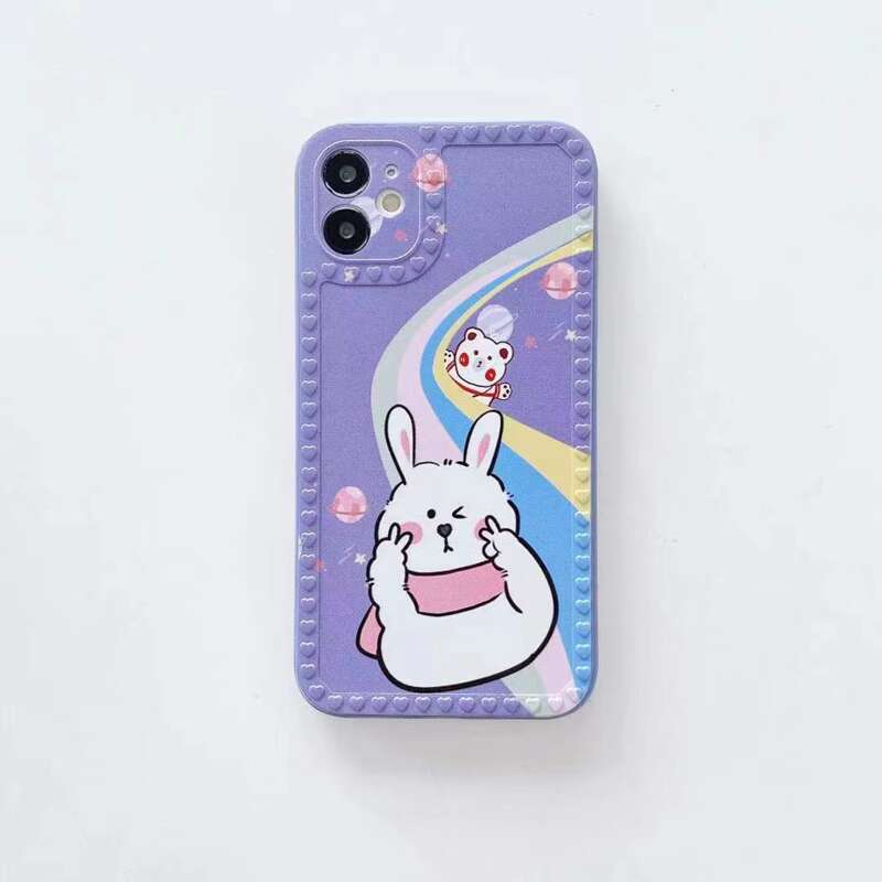 

Cartoon Rabbit & Bear Pattern Phone Case, Multicolor