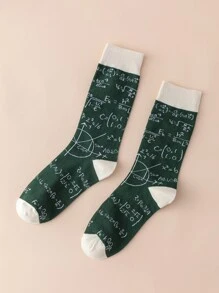 Men Mathematical Formula Print Socks