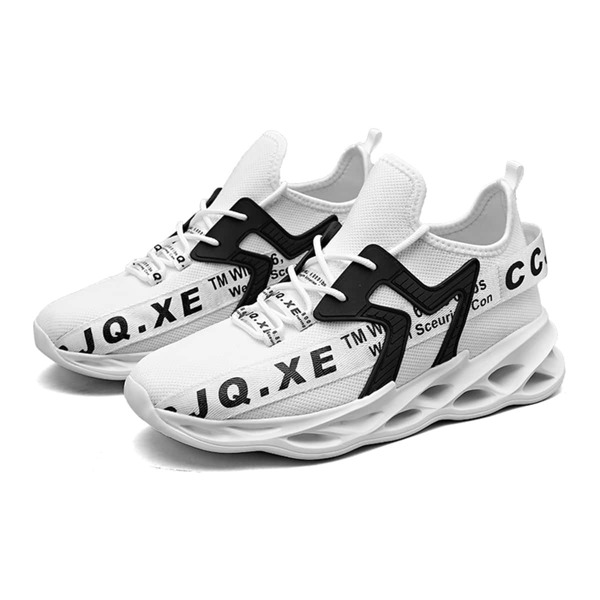 

Men Letter Graphic Lace Up Front Sneakers, Black and white