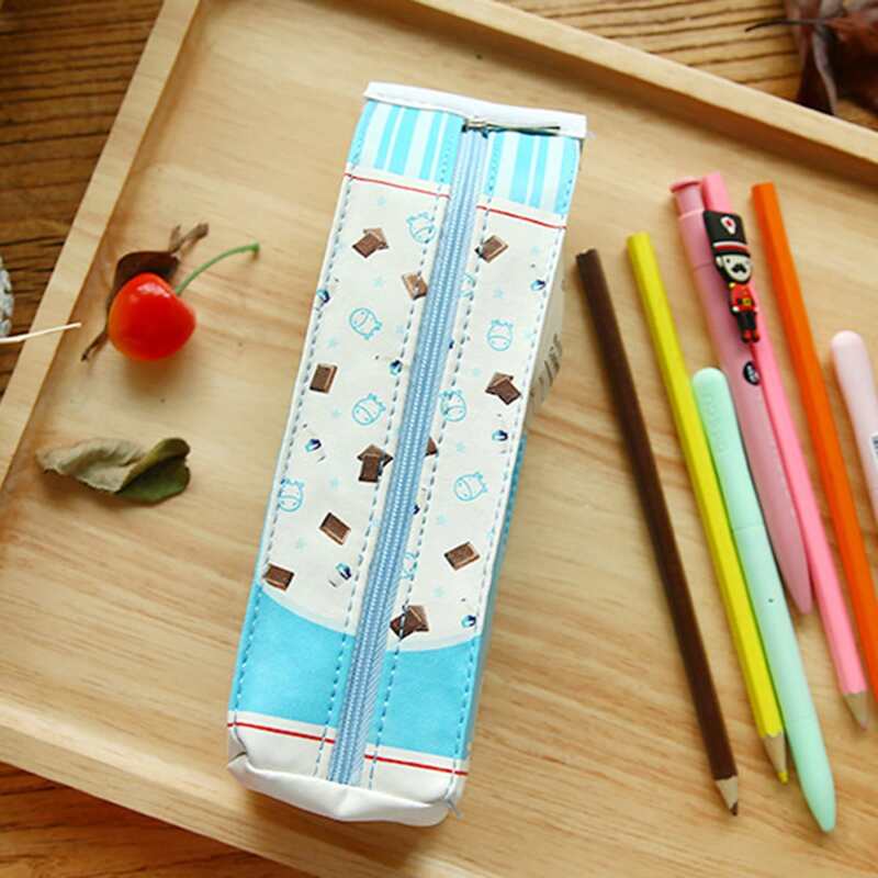 

1pc Milk Box Pencil Box, Blue