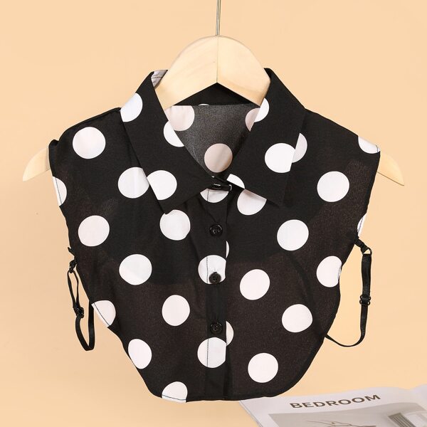

Polka Dot Print Dickey Collar, Black