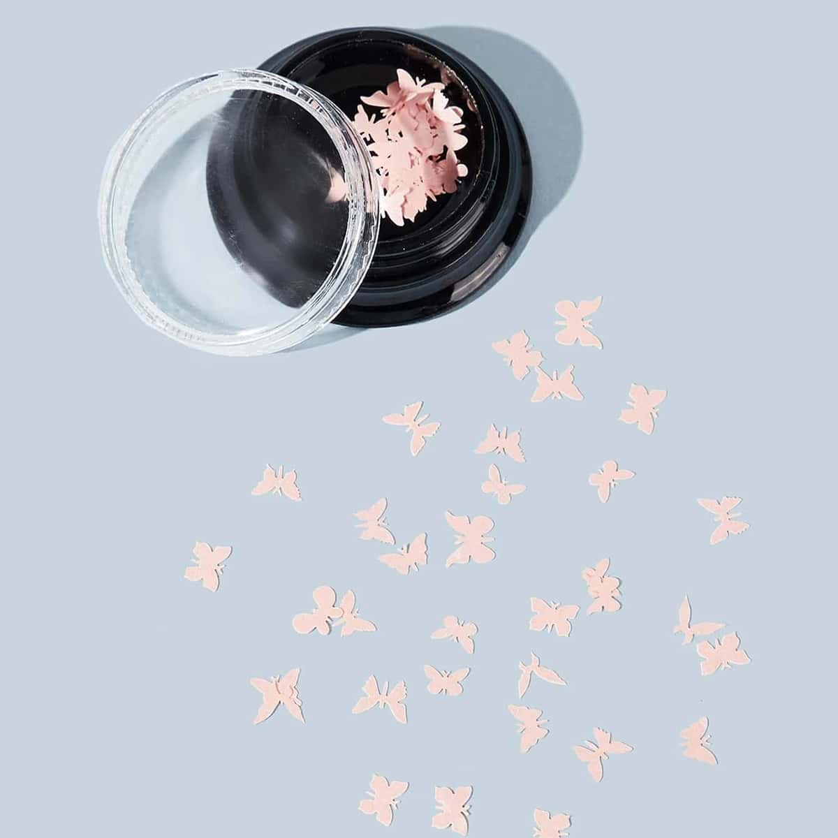 

1box Butterfly Shaped Nail Art Decoration, Baby pink