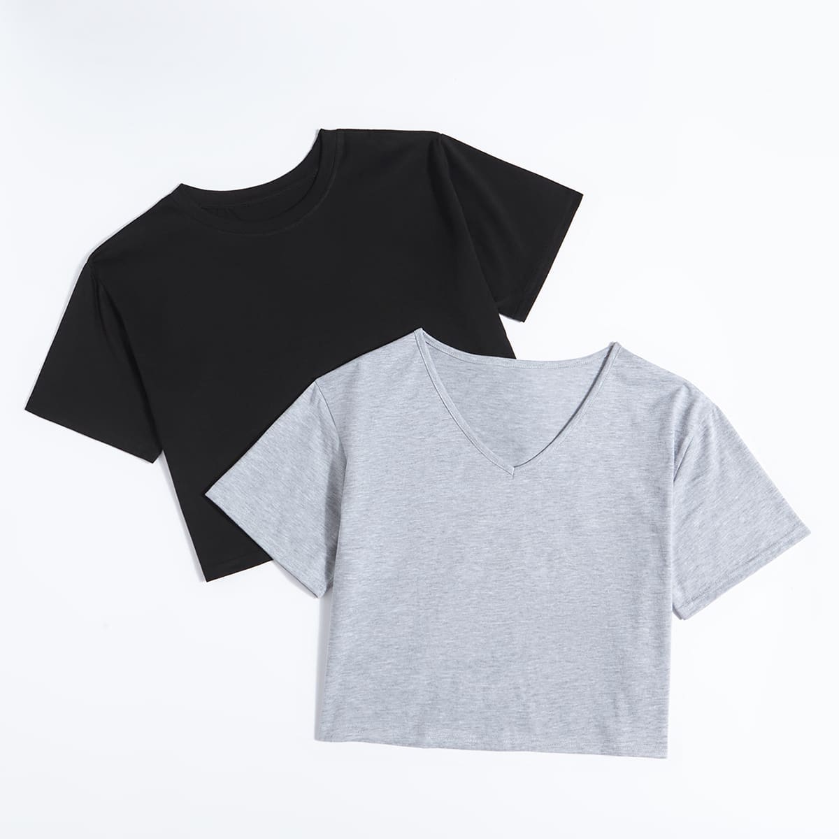 

2 Pack Solid Crop Tee, Multicolor