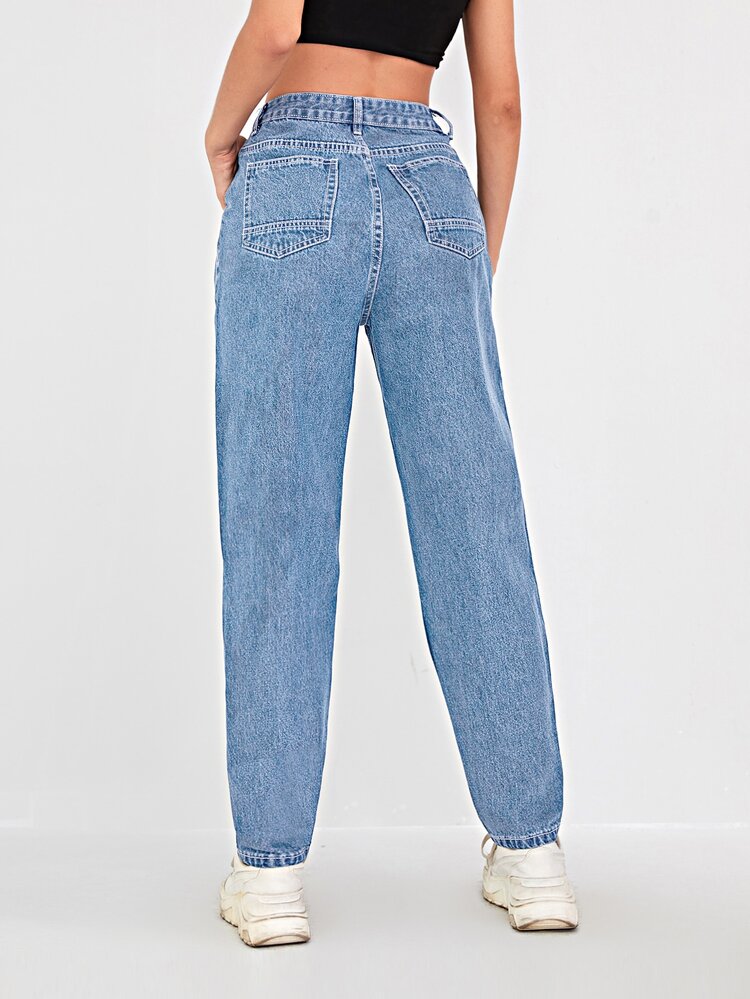 Mom Jeans Without Belt - Light Wash - View 2