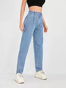 Jeans mom sin cinturón - Lavado ligero - Ver 3