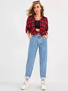 Jeans mom sin cinturón - Lavado ligero - Ver 5