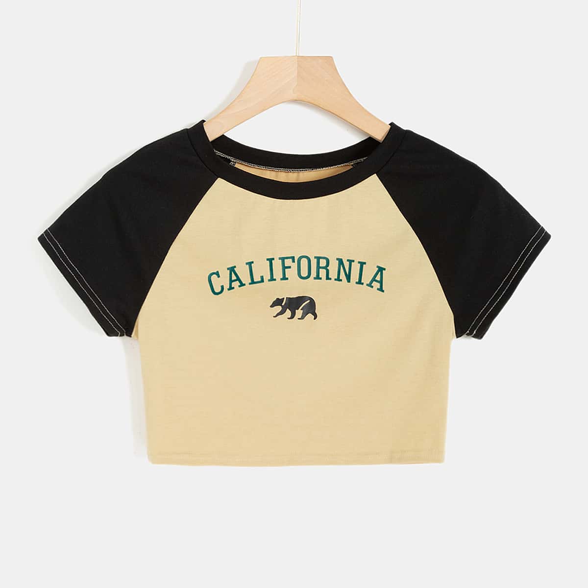 

Letter Graphic Baseball Crop Tee, Apricot