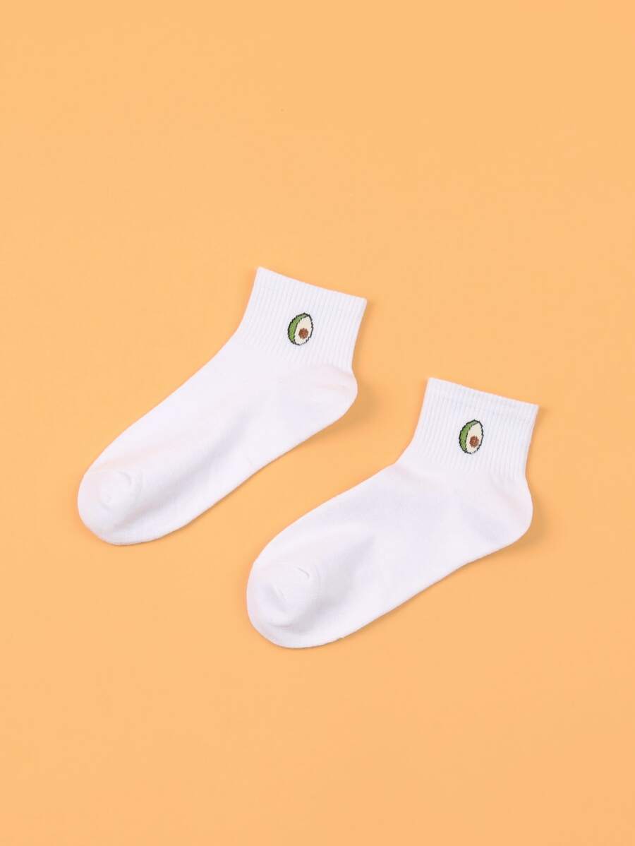 Calcetines con estampado de aguacate - Blanco - Ver 1