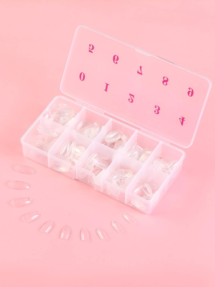 Instantly Upgrade Your Look with 500pcs Long Coffin Transparent Fake Nail For Home DIY Nail Salon Nail Extension - Clear - View 1