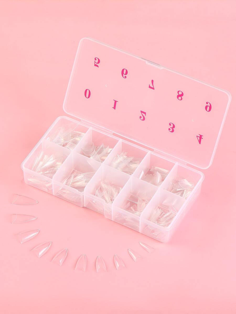 Transform Your Nails with 500pcs Short Stiletto Transparent Fake Nail For Home DIY Nail Salon Nail Extension - Clear - View 1