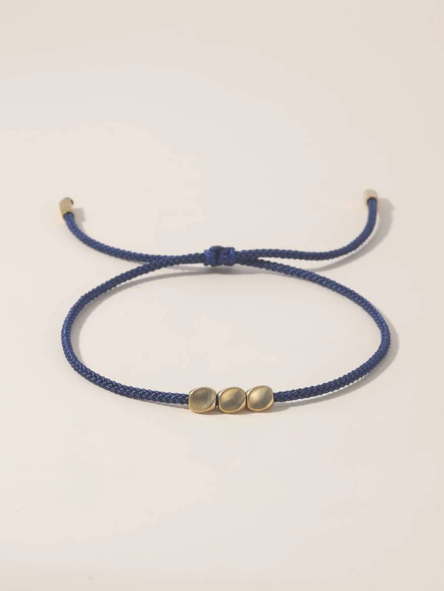 Pulsera trenzada con diseño geométrico - Azul Marino - Ver 1