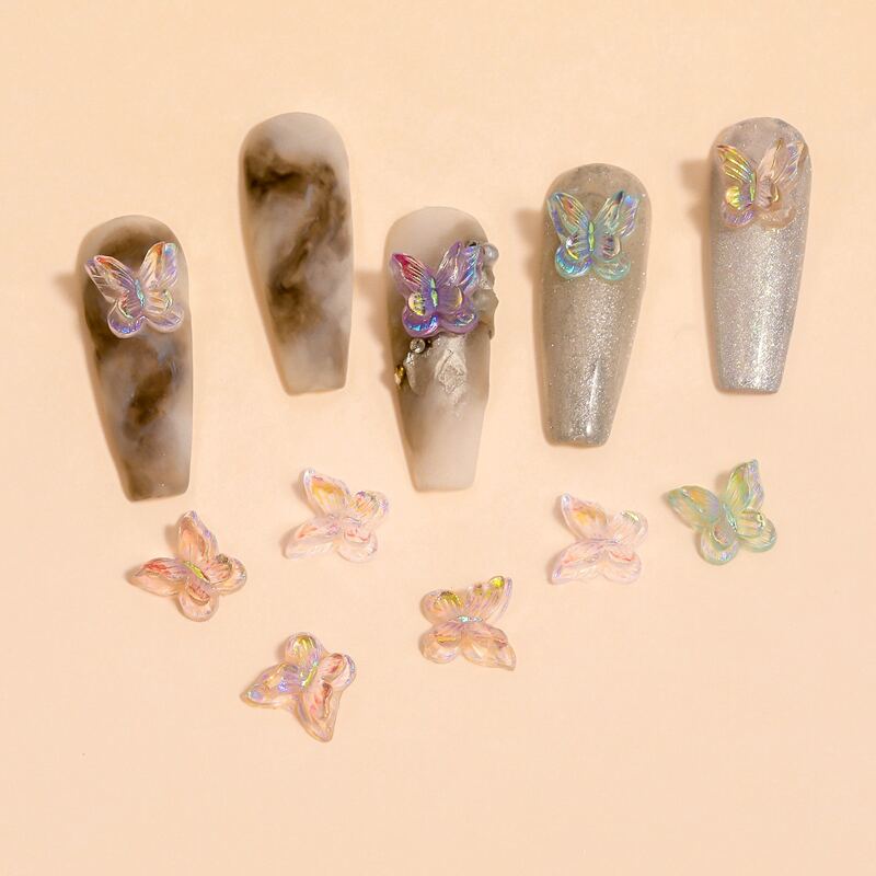 

10pcs Butterfly Shaped Nail Art Decoration, Mauve purple
