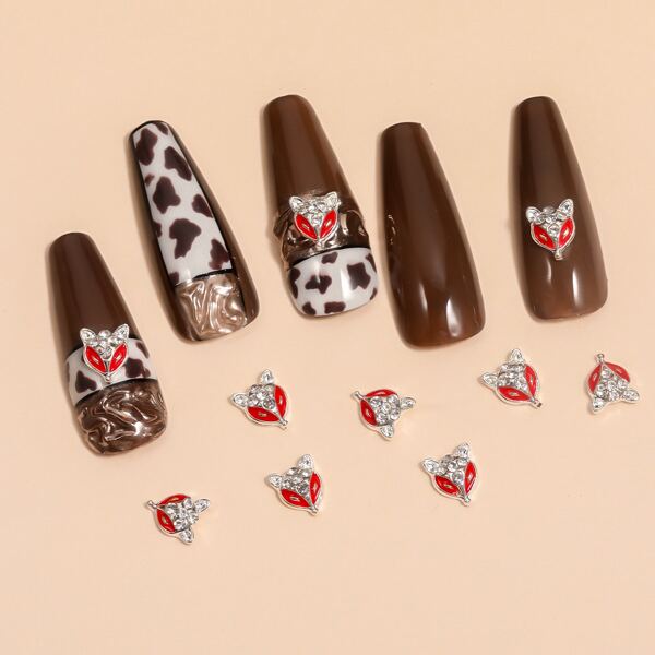 

10pcs Fox Shaped Nail Art Decoration, Red