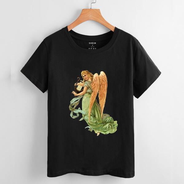 

Cupid Print Tee, Black